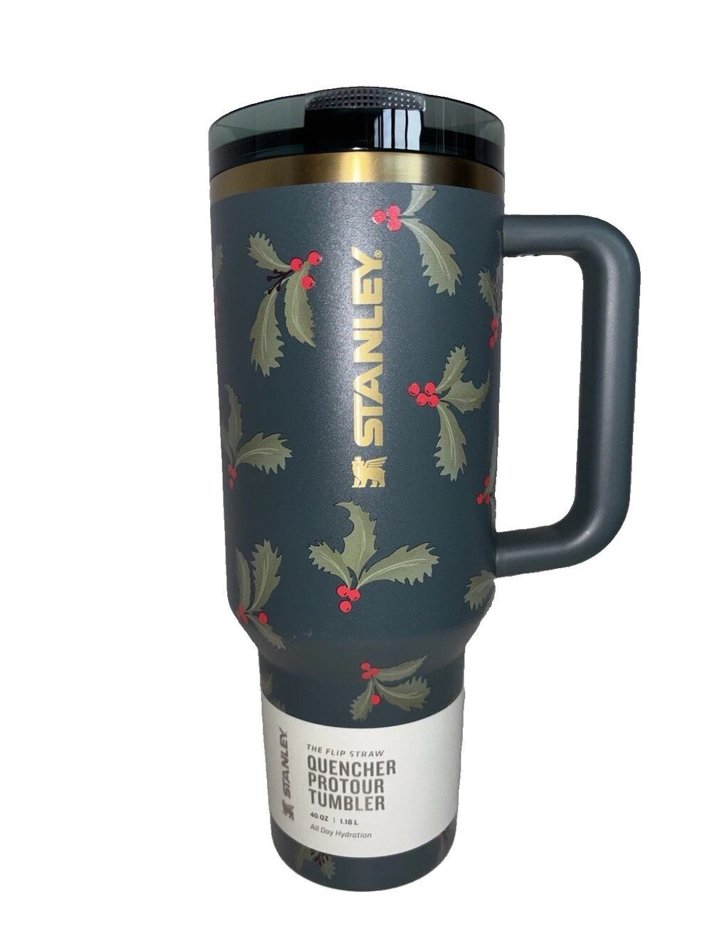 Stanley Christmas Holly 40oz Flip Straw Collection Quencer H20 Tumbler Straw NEW
